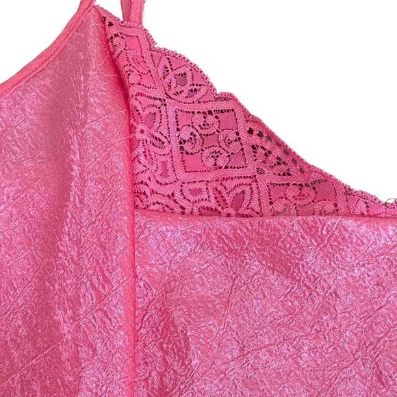 Vintage Victoria’s Secret Cami Crinkle Satin Pink Tank Top Gold Label Adjustable - Picture 3 of 11